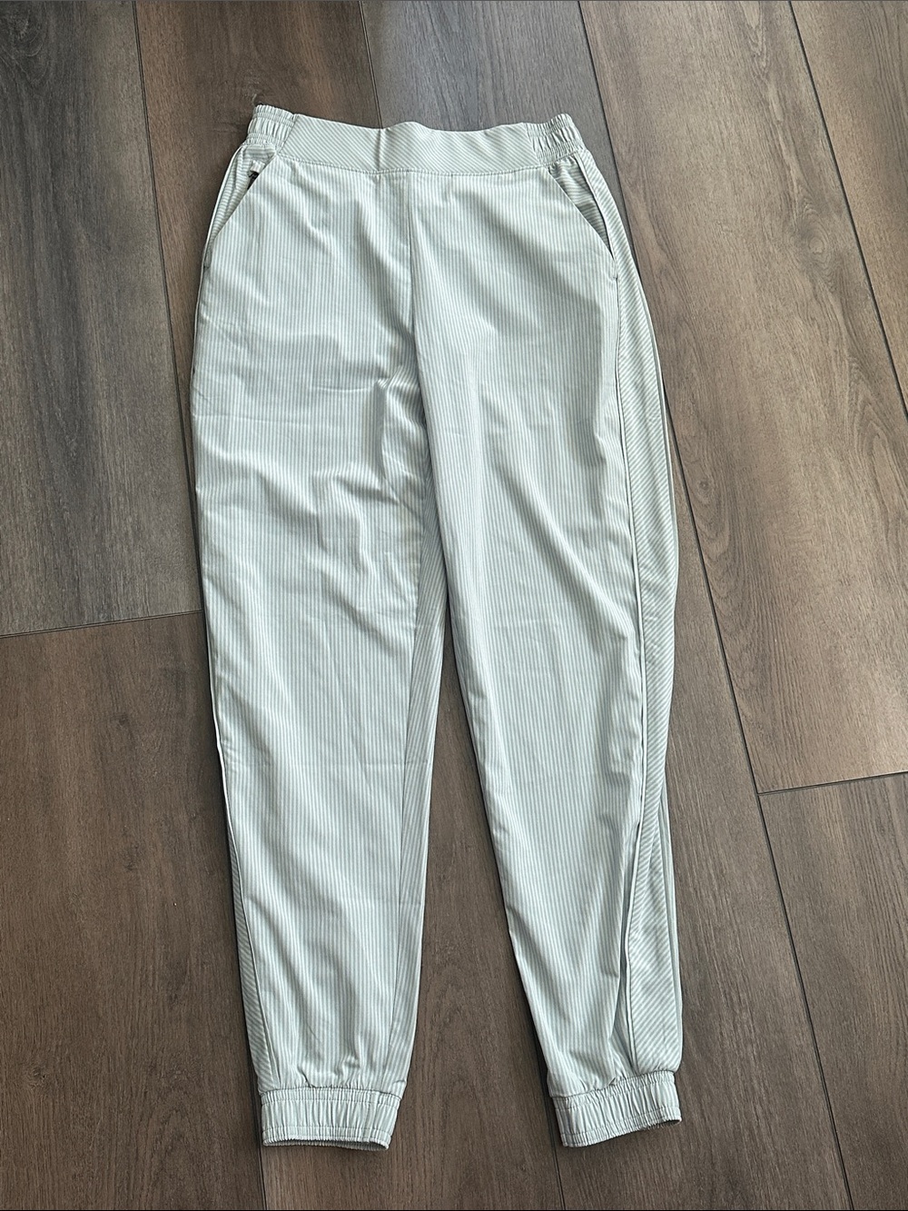 Athleta Light Sage Pinstripe Track Pants